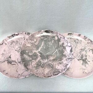 Sascha Brastoff Surf Ballet Pink Platinum Set of 3 Dinner Plates 10.5" MCM